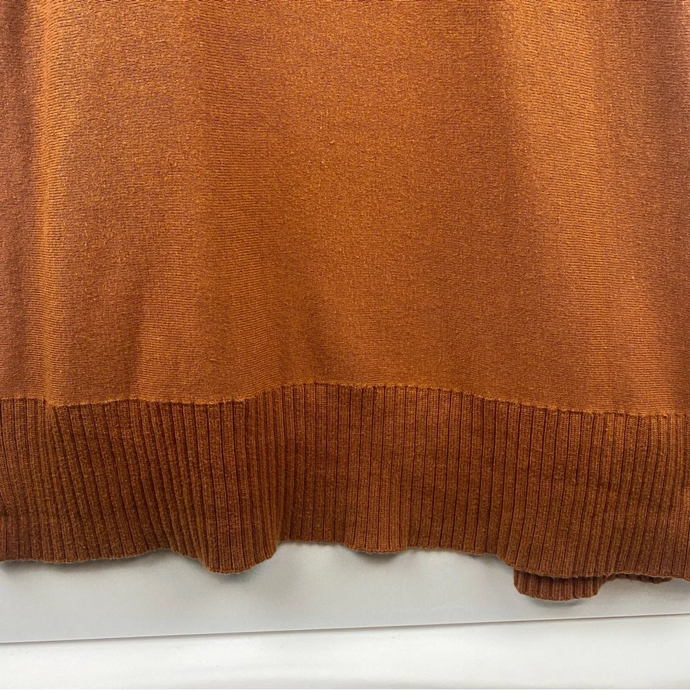 Jones New York Rust Orange Wide Ribbed Trim Open Front Duster Cardigan Women XL